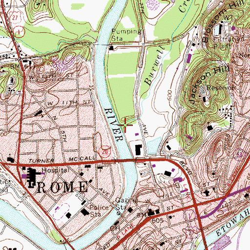 Topographic Map of Burwell Creek, GA