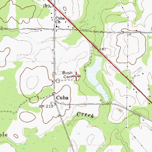 Topographic Map of Bush Cemetery, GA