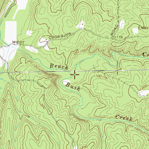 Topographic Map of Bush Creek, GA