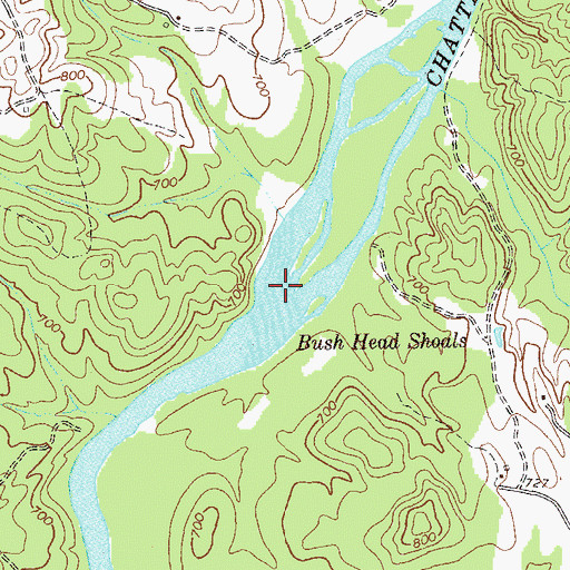 Topographic Map of Bush Head Shoals, GA