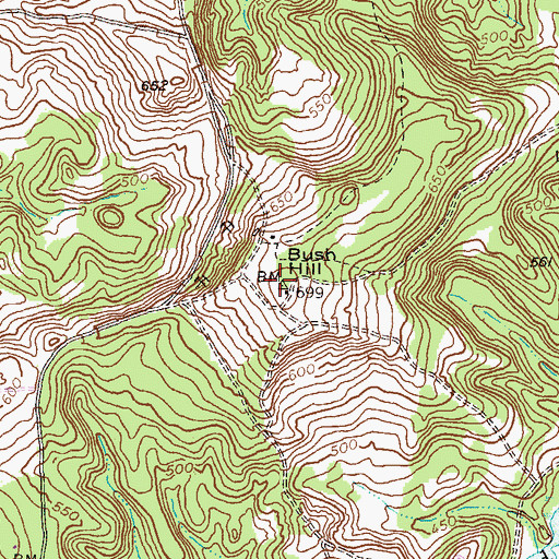 Topographic Map of Bush Hill, GA