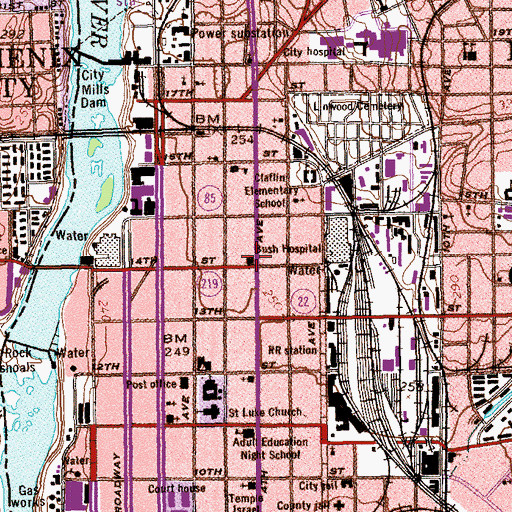 Topographic Map of Bush Hospital, GA