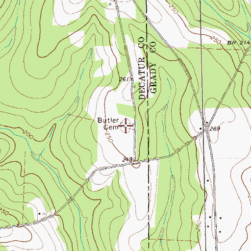 Topographic Map of Butler Cemetery, GA