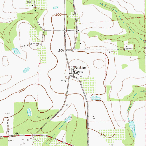 Topographic Map of Butler Cemetery, GA
