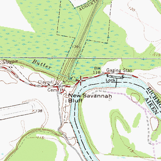 Topographic Map of Butler Creek, GA