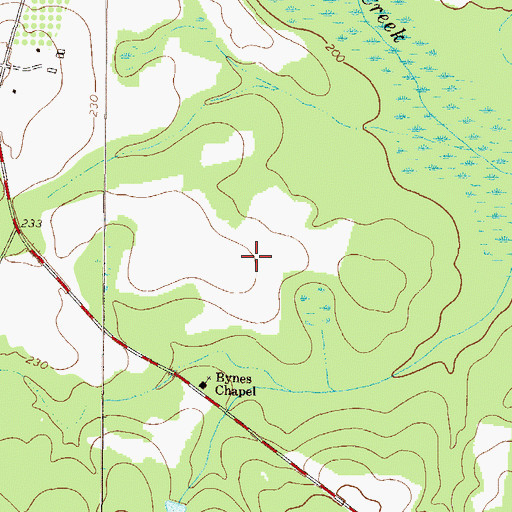 Topographic Map of Bynes Chapel, GA