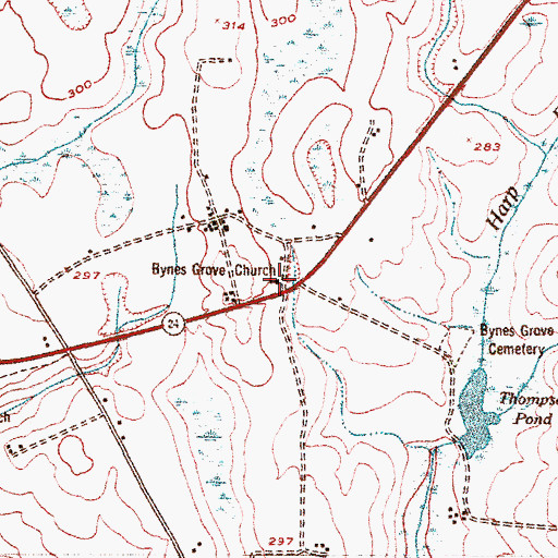 Topographic Map of Bynes Grove Church, GA
