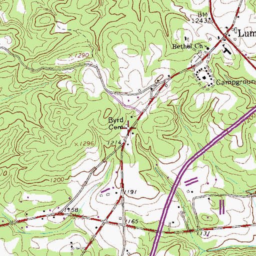 Topographic Map of Byrd Family Cemetery, GA