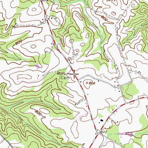 Topographic Map of Byrum Cemetery, GA