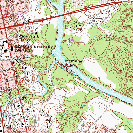 Topographic Map of McMillan Island, GA