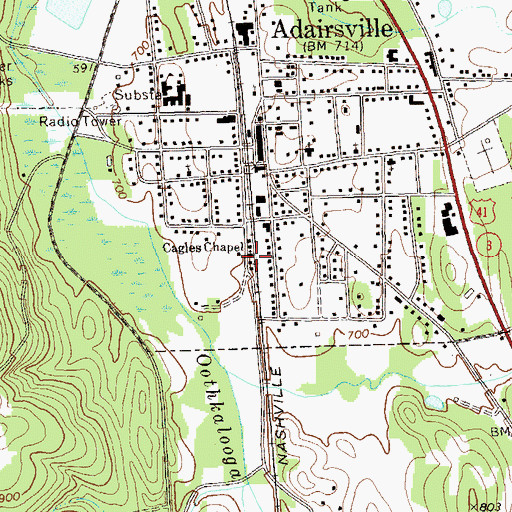 Topographic Map of Cagles Chapel, GA