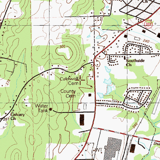 Topographic Map of Caldwell Cemetery, GA