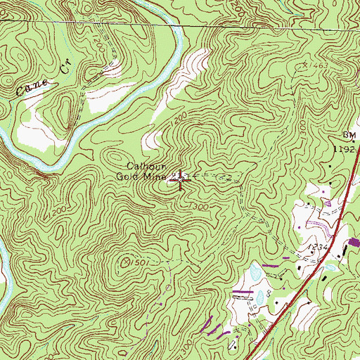 Topographic Map of Calhoun Gold Mine, GA