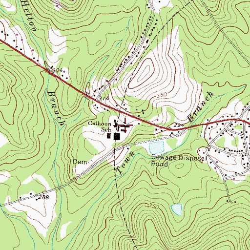 Topographic Map of Calhoun School, GA