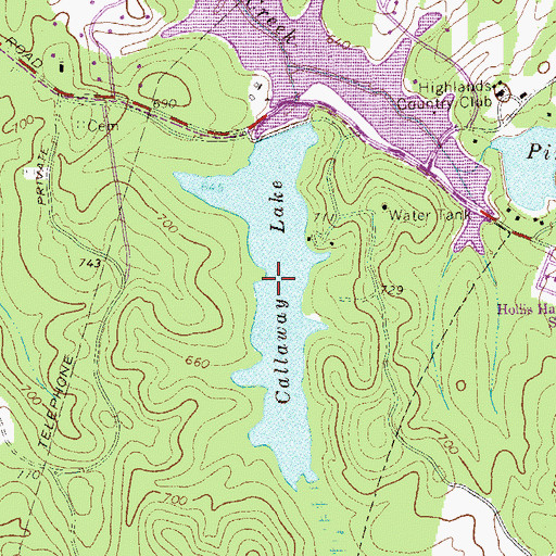 Topographic Map of Callaway Lake, GA