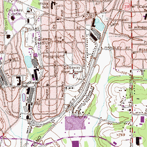 Topographic Map of Callaway Memorial Tower, GA