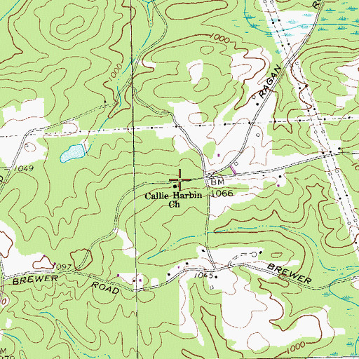 Topographic Map of Callie Harbin Church, GA