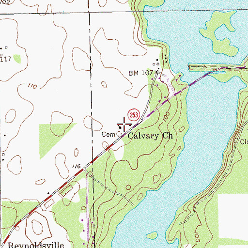 Topographic Map of Calvary Church, GA