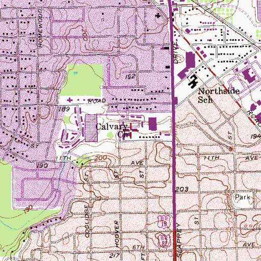 Topographic Map of Calvary Church, GA
