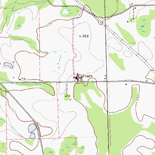 Topographic Map of Calvary Church, GA