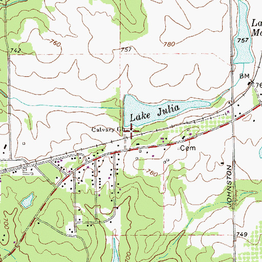Topographic Map of Calvary Church, GA