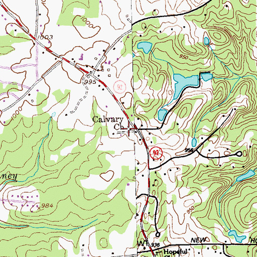 Topographic Map of Calvary Church, GA