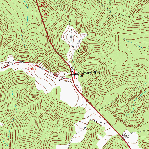 Topographic Map of Calvary Hill Church, GA