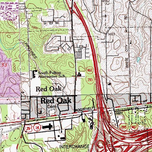 Topographic Map of Calvary Memorial Church, GA