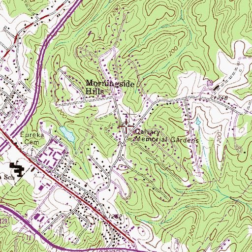 Topographic Map of Calvary Memorial Gardens, GA