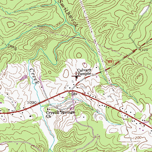 Topographic Map of Calvary Temple, GA
