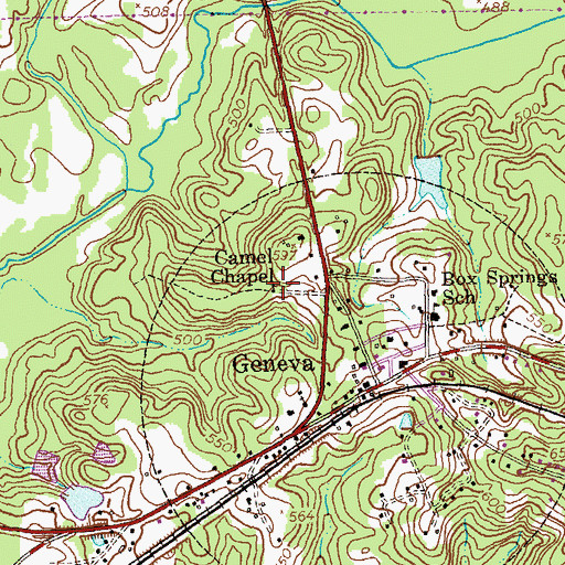 Topographic Map of Camel Chapel, GA