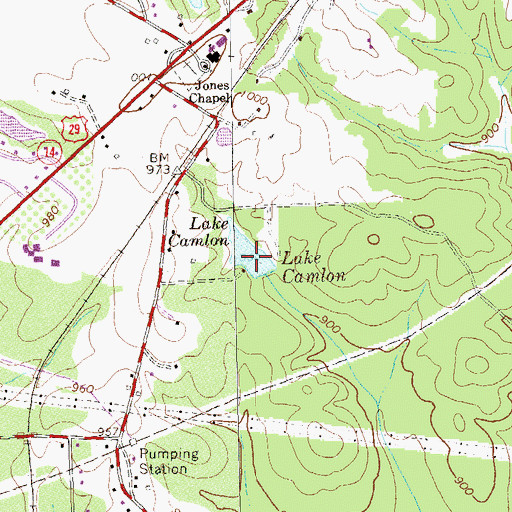 Topographic Map of Lake Camlon, GA