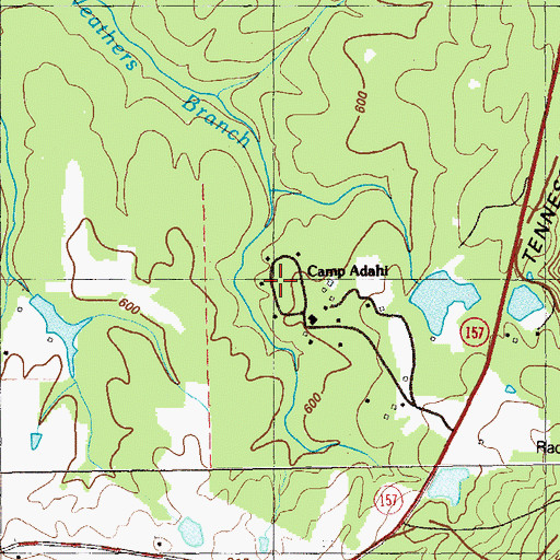 Topographic Map of Camp Adahi, GA