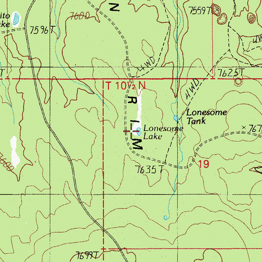 Topographic Map of Lonesome Lake, AZ