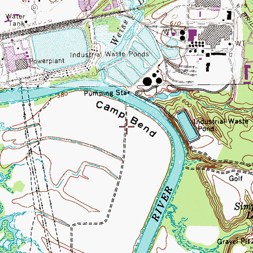 Topographic Map of Camp Bend, GA