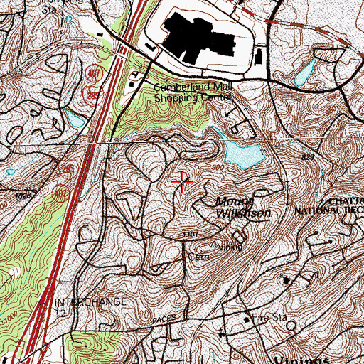 Topographic Map of Camp Bert Adams, GA