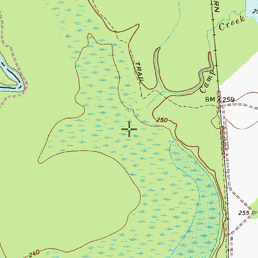 Topographic Map of Camp Creek, GA