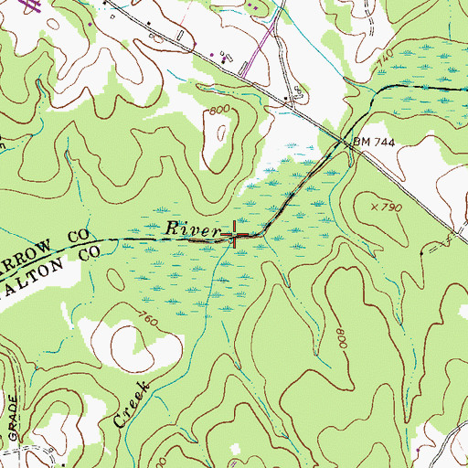 Topographic Map of Camp Creek, GA
