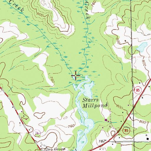 Topographic Map of Camp Creek, GA