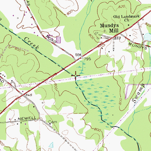 Topographic Map of Camp Creek, GA