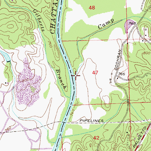 Topographic Map of Camp Creek, GA