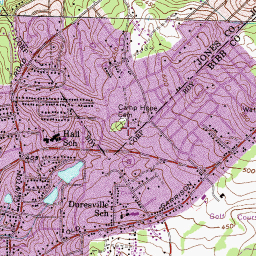 Topographic Map of Camp Hope Cemetery, GA