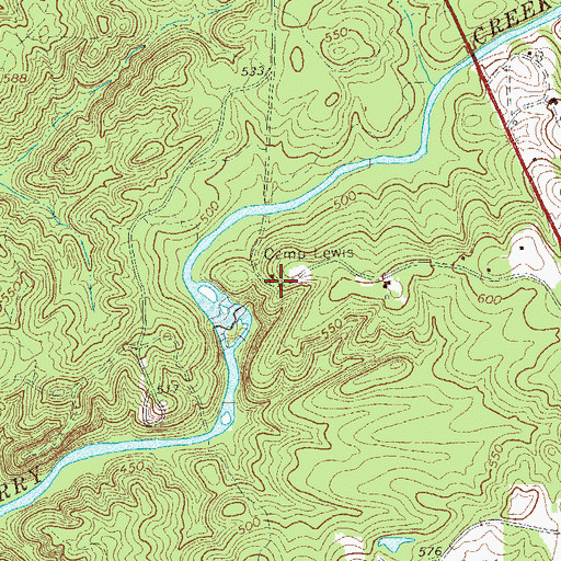 Topographic Map of Camp Lewis, GA
