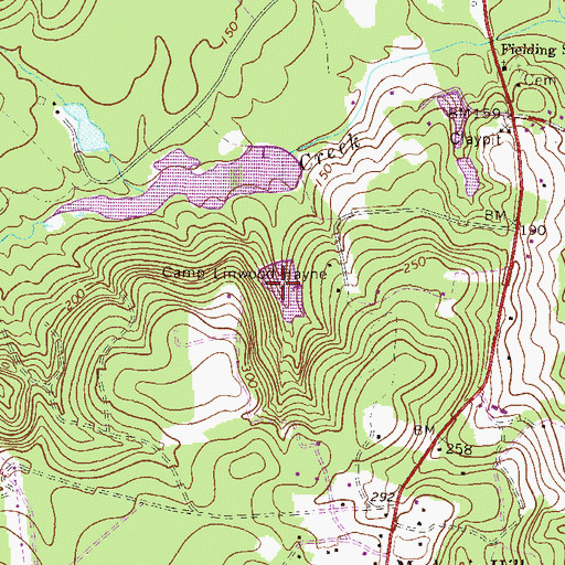 Topographic Map of Camp Linwood Hayne, GA