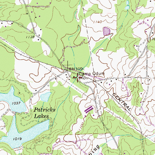 Topographic Map of Camp Odum Mon, GA