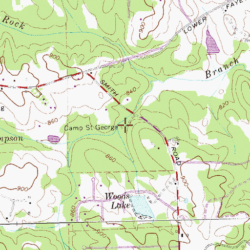 Topographic Map of Camp Saint George, GA