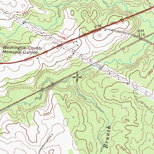 Topographic Map of Camp Springs Branch, GA