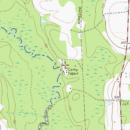Topographic Map of Camp Tygart, GA