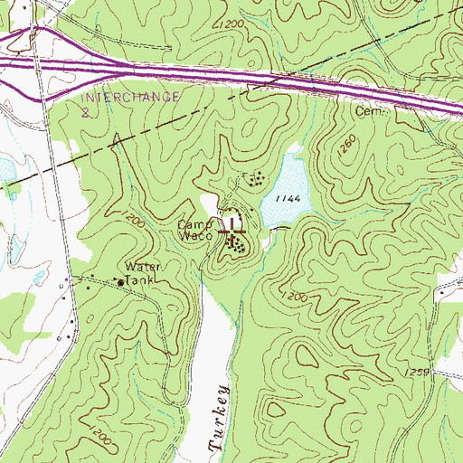 Topographic Map of Camp Waco, GA