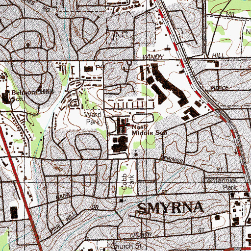 Topographic Map of Campbell High School, GA